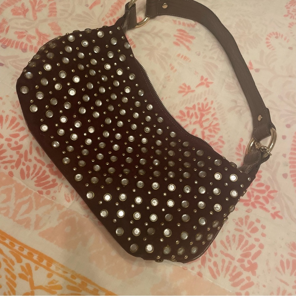 Kathy Van Zeeland Studded Chocolate Brown Shoulder Bag - Picture 10 of 10